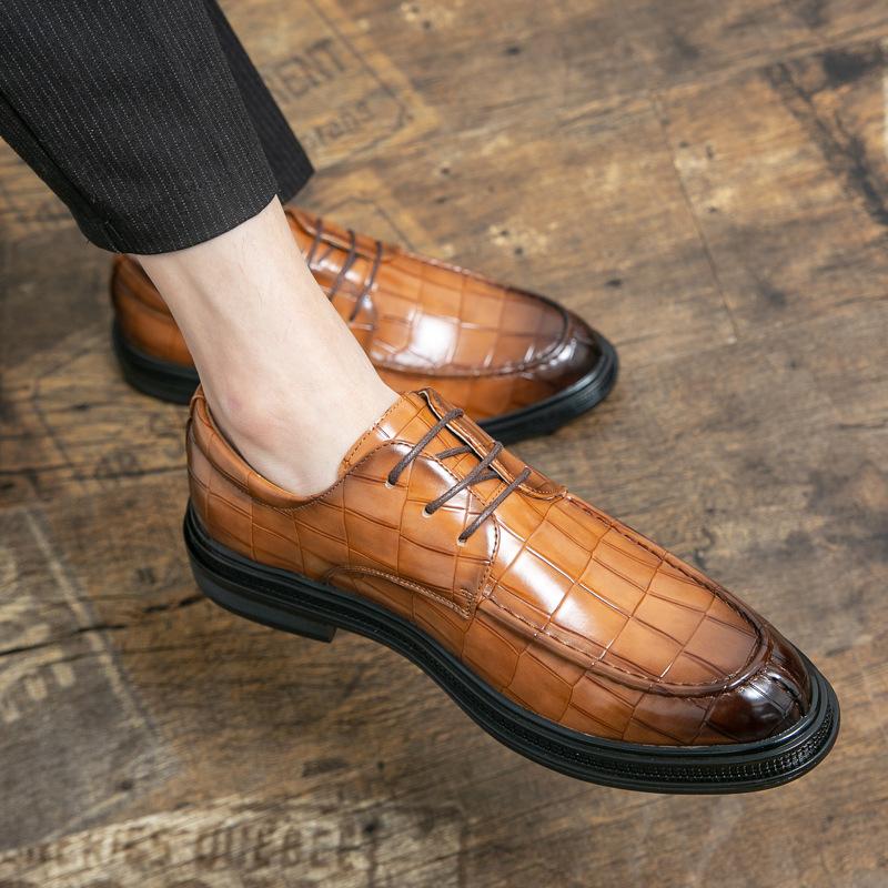 

Brock leather shoes youth business dress pointed wedding studio photo suit 46