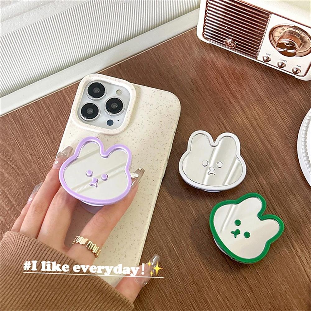INS Cute Rabbit Mirror Phone Griptok Grip Tok Holder Ring Gift For iPhone Accessories Korean Lovely Foldable Phone Stand Holder