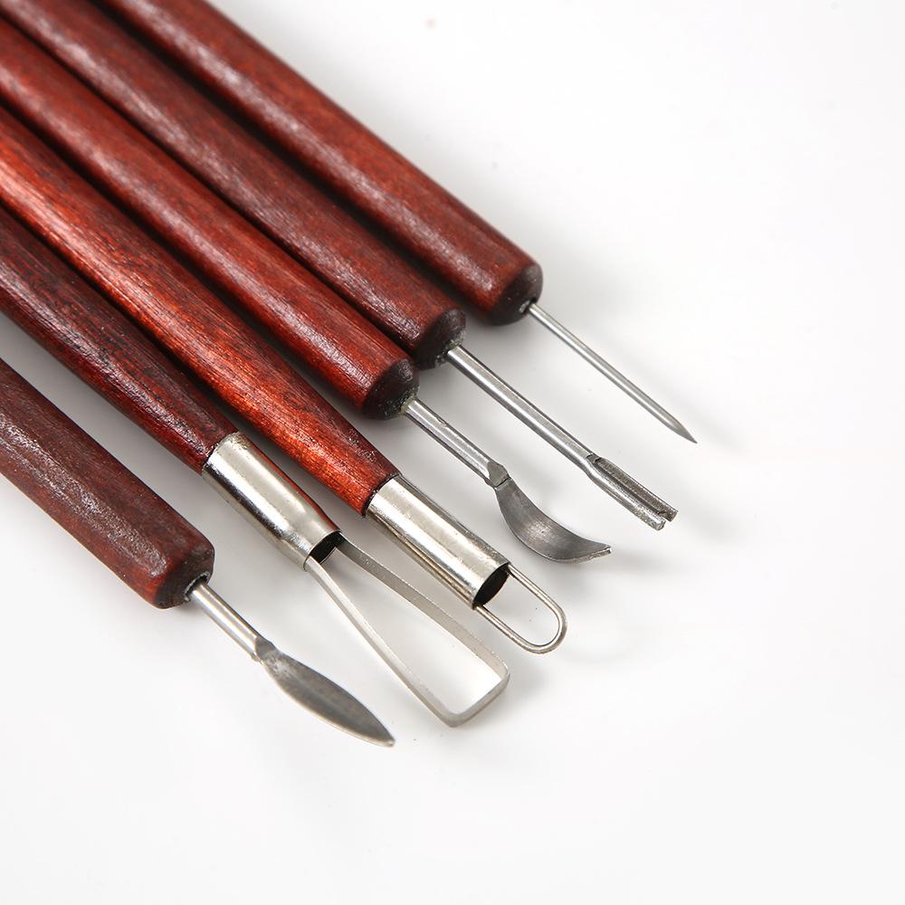 DIY Pottery Tools Set: 6-Piece Kit with Clay Carving, Steel Wire Cutting & Double-Headed Trimming Knives