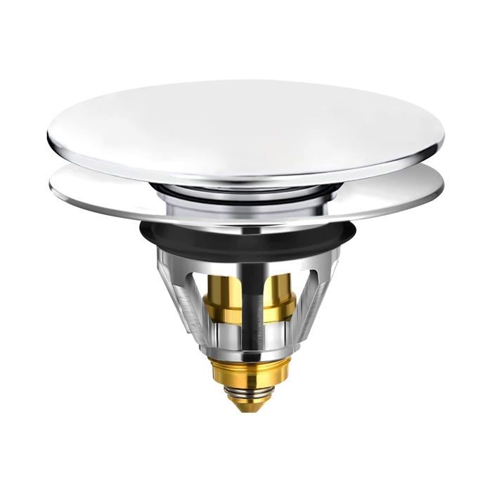 Bonde de lavabo - AIMOONSA - Pop-up universelle - Inox & cuivre - Diam. 34-38 mm - Passoire anti-obstruction
