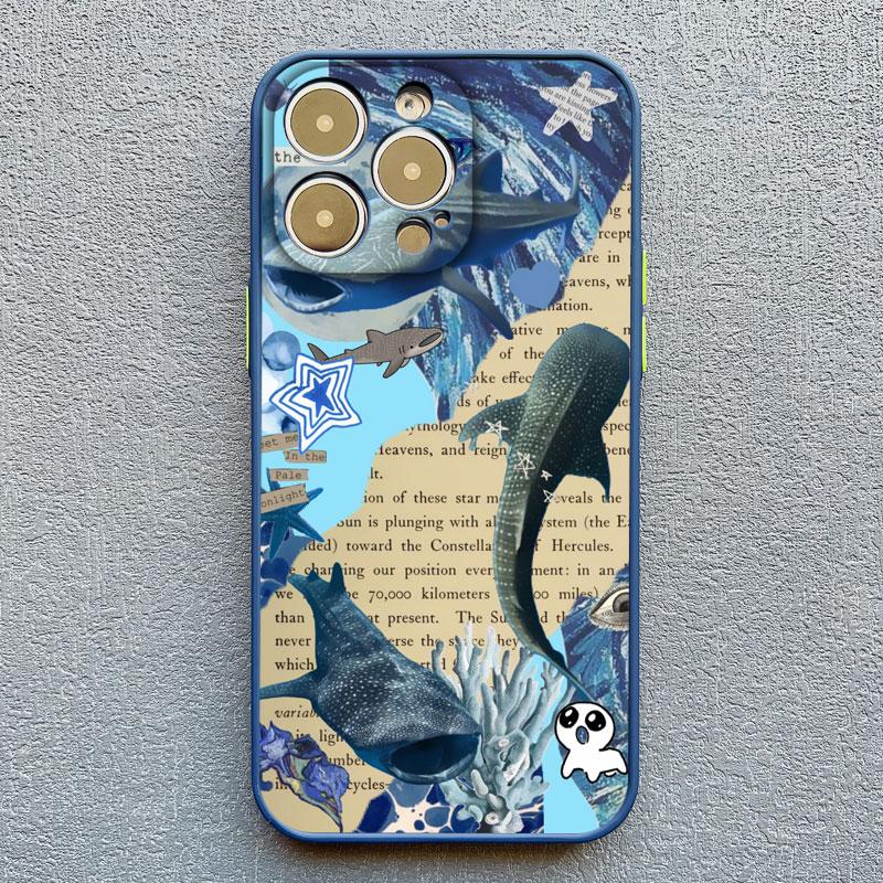 Ocean Whale Shark Swimming Phone Case Cover For iPhone 16 15 14 Plus Pro Max SE2 7 8 Plus XR XS X 11 12 13 Mini Pro Max Shells