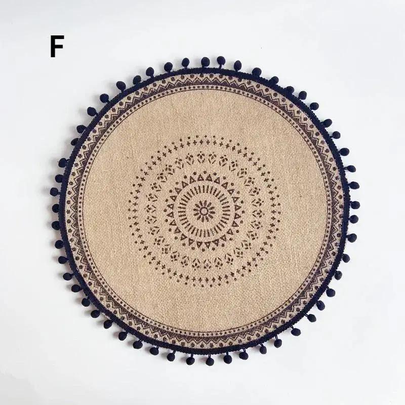 Practical New Ins Style Minimalist Tableware Mat Home Circular Woven Mat Restaurant Retro Hemp Decorative Mats Shooting Prop