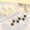 Einfache Kleine Micro-Eingelegte Schwarze Vierblättrige Klee Fadenohrringe Modischer Damenschmuck