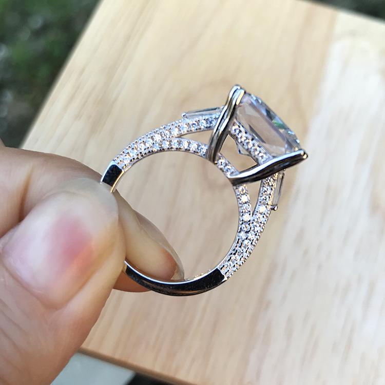 Xiancan Jewelry 2023 Women's 925 Silver Diamond Square Ring Set - Fashionable and Versatile European American Style