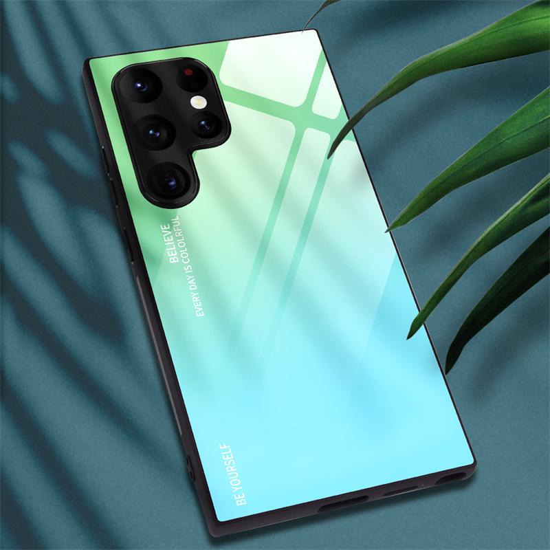 

Загартоване скло градієнтний чохол для Samsung Galaxy S24 S23 S22 S21 Ultra Plus FE A55 A15 A05 A54 A34 A14 A73 A53 A33 A23 A13 Cover For Galaxy S23 Plus сірий колір