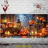 2D Flat Banner  1 Piece  Halloween Garage Banner  Cute Pumpkin Lantern Background Happy Party Decoration