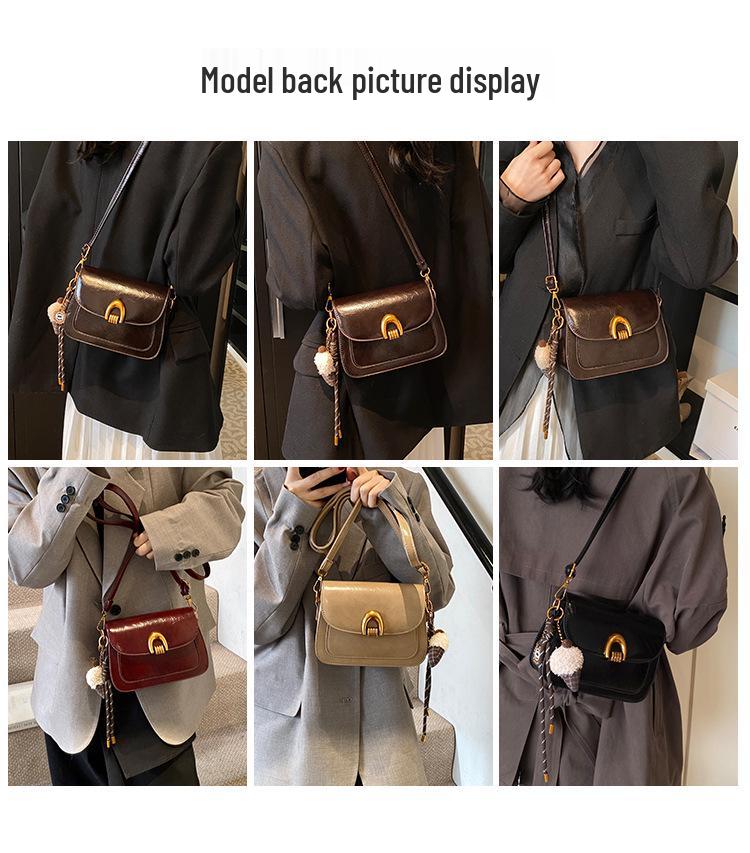 Oil Wax Leather Retro Shoulder Bag - Women's Small Square Bag for Spring 2025 Festival Fashion.