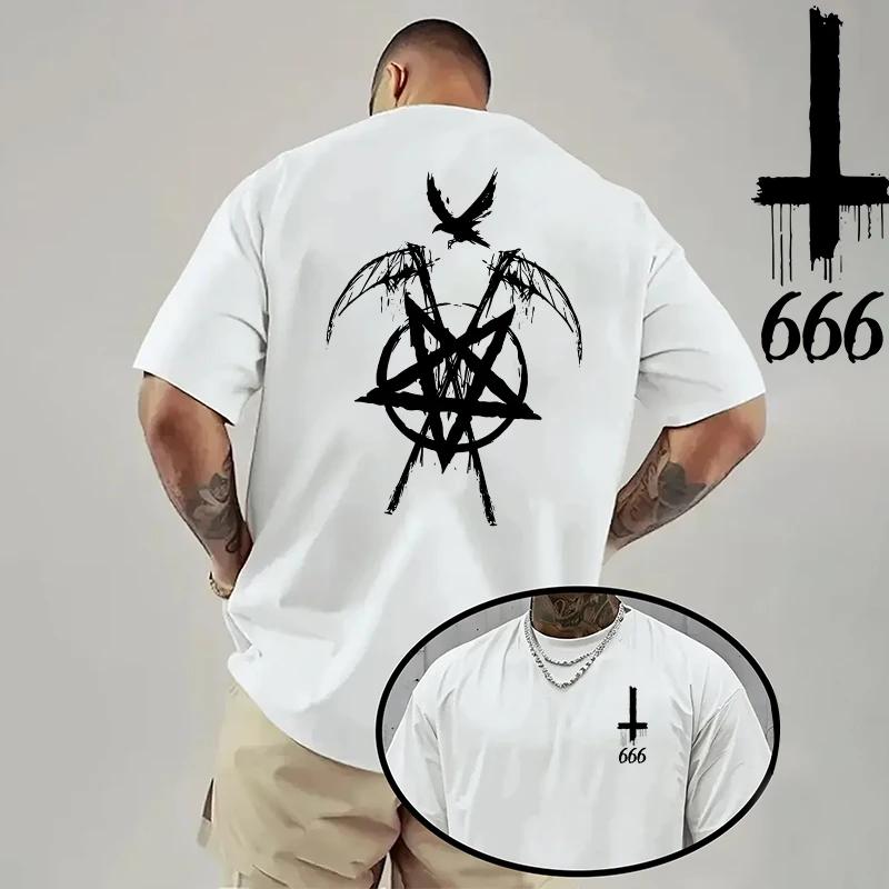 2026 Unisex Tshirt Satan Inverted Cross Print Gothic Streetwear Spring Summer Casual Tee Shirt 8 Styles Unisexs Clothes