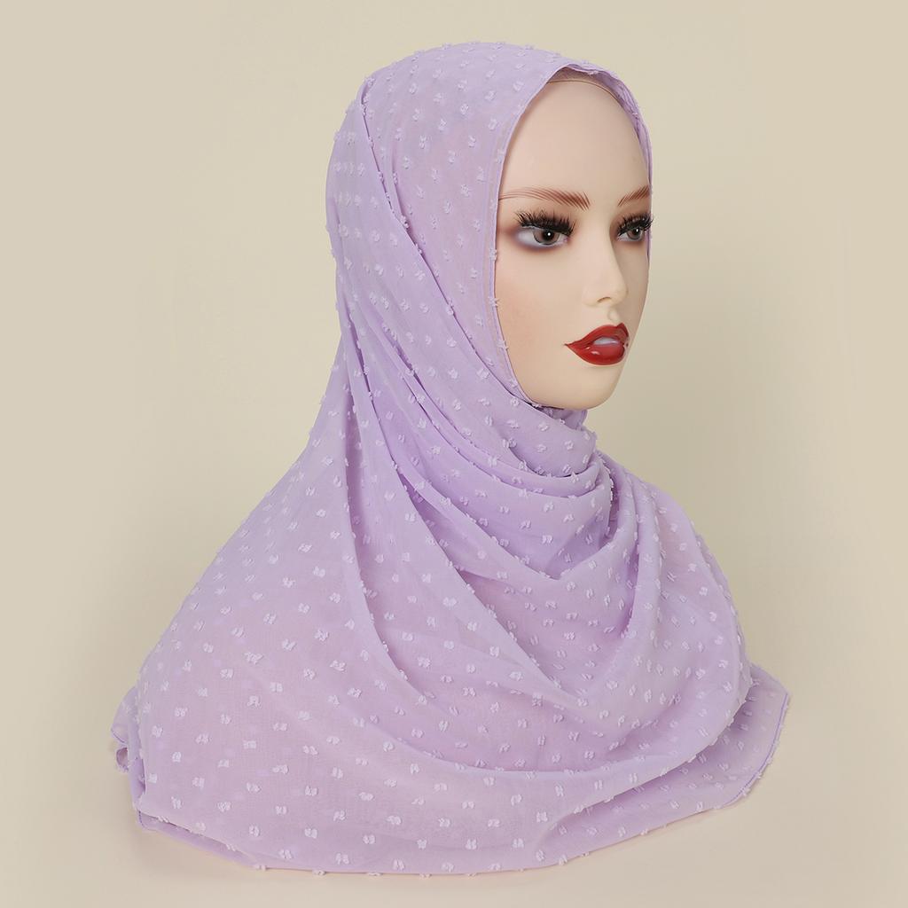 New Arrival Premium Chiffon Mini Pleated Pom Pom Shawl Non-Iron Wrapped Chiffon Pleated Hijab