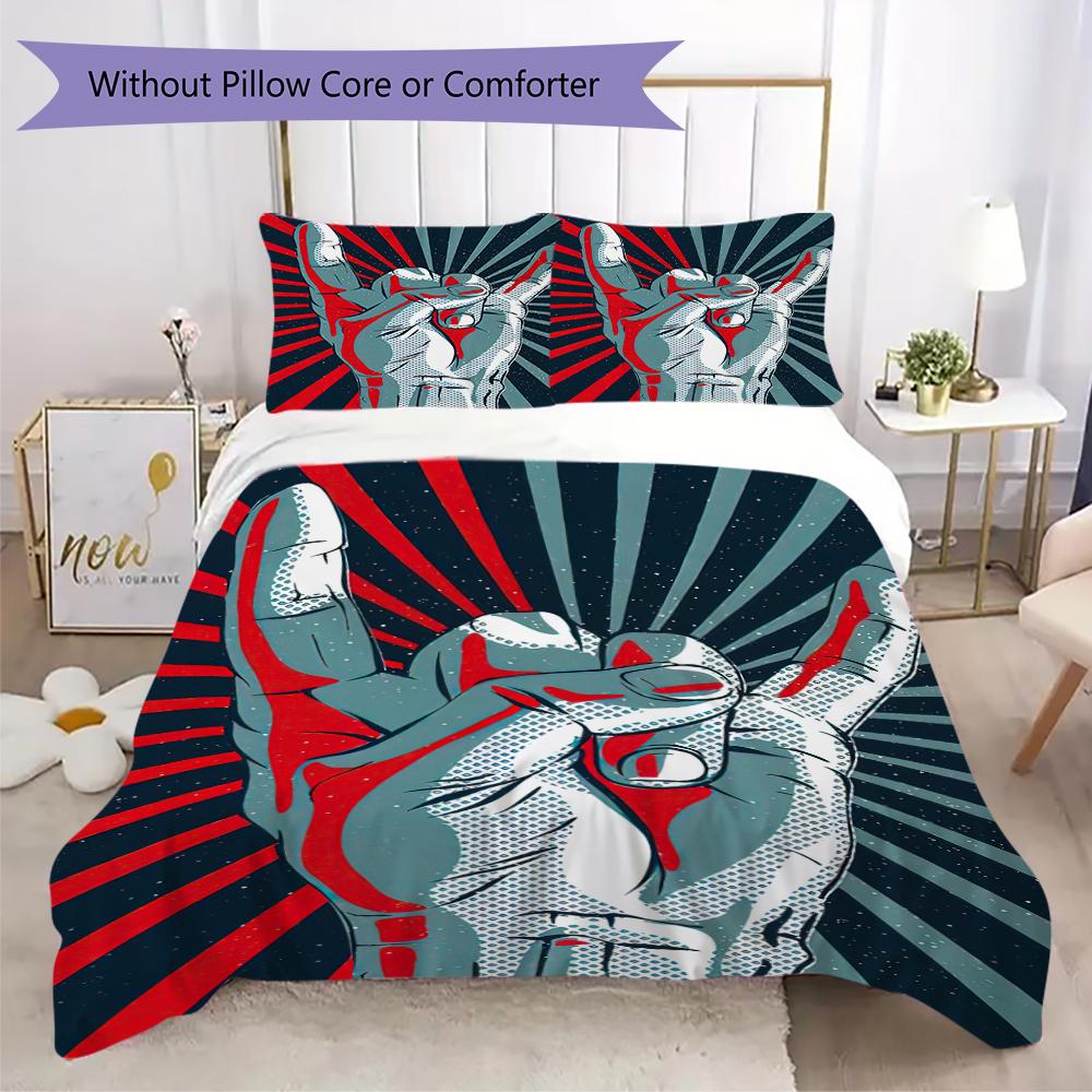 1PC Musical Elements Bedding Quilt Set Quilt Cover Pillowcase Home Decoration Birthday Gift (1 * Duvet Cover + 2 * Pillowcase, Without core)A18