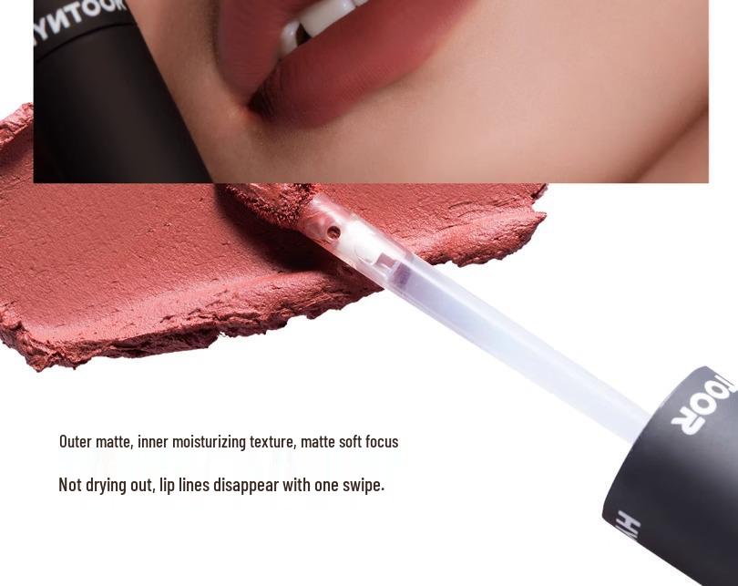 HYNTOOR Black Rabbit Matte Mist Macaron Lipstick – Student-Friendly Lip Gloss