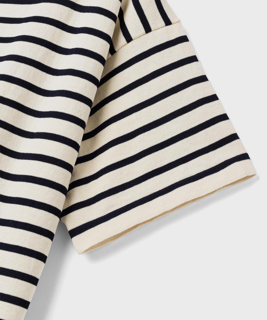 Andeleusenandeleusen Boatman Short Sleeve Striped Knit Raw Cotton