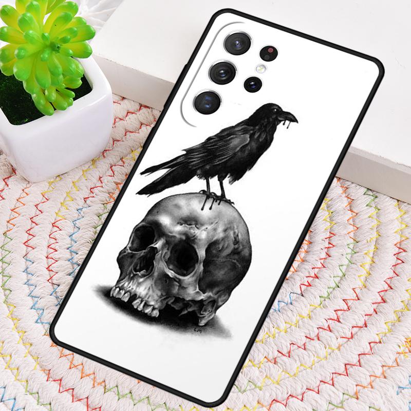 Raven Crow Skull Pattern Phone Case For Samsung Galaxy Note 10 Pro S26 S25 S24 S23 S22 Ultra Plus S21 FE S20 Shockproof Cover