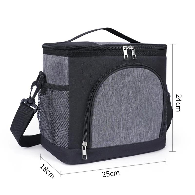 10L Portable Lunch Bag Food Thermal Box Durable Waterproof Office Cooler Lunchbox with Adjustable Shoulder Strap Insulated Case