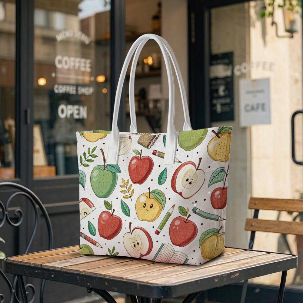Cute Apple Pattern Tote Bag for Daily Use