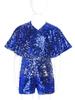 Complete Party-Ready Jumpsuit for Girls: Sparkling Sequins V-Neck Cap Sleeve Bodysuit, Perfect for Photos & Special Events