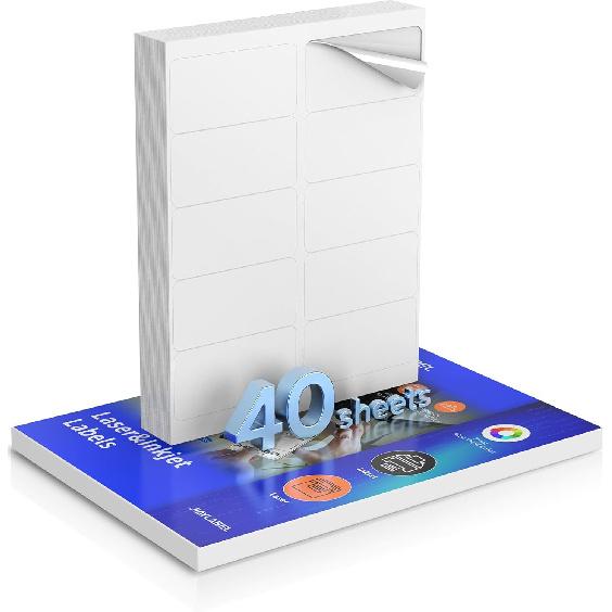 Shipping Label Address Mailing Stickers 8.5 x 11 40 Full Sheets Paper for Inkjet Printer Printable Printing Thank You Labeling to Write on Envelope