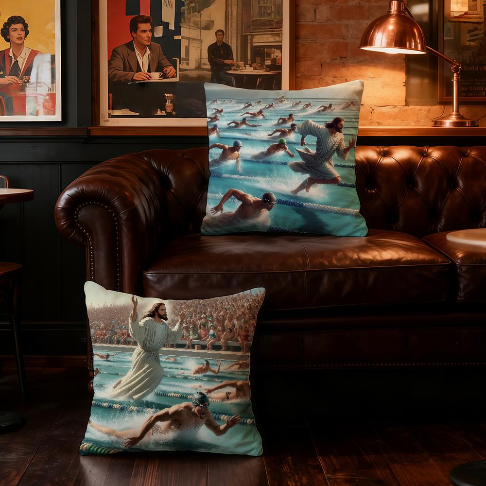 Cool Jesus Swimming cushion cover Home Office Convenient Nordic Simplicity Hit With Zipper Cushion Cover