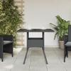 Garden Table with Glass Top Black 80 X 80 X 75 Cm Poly Rattan