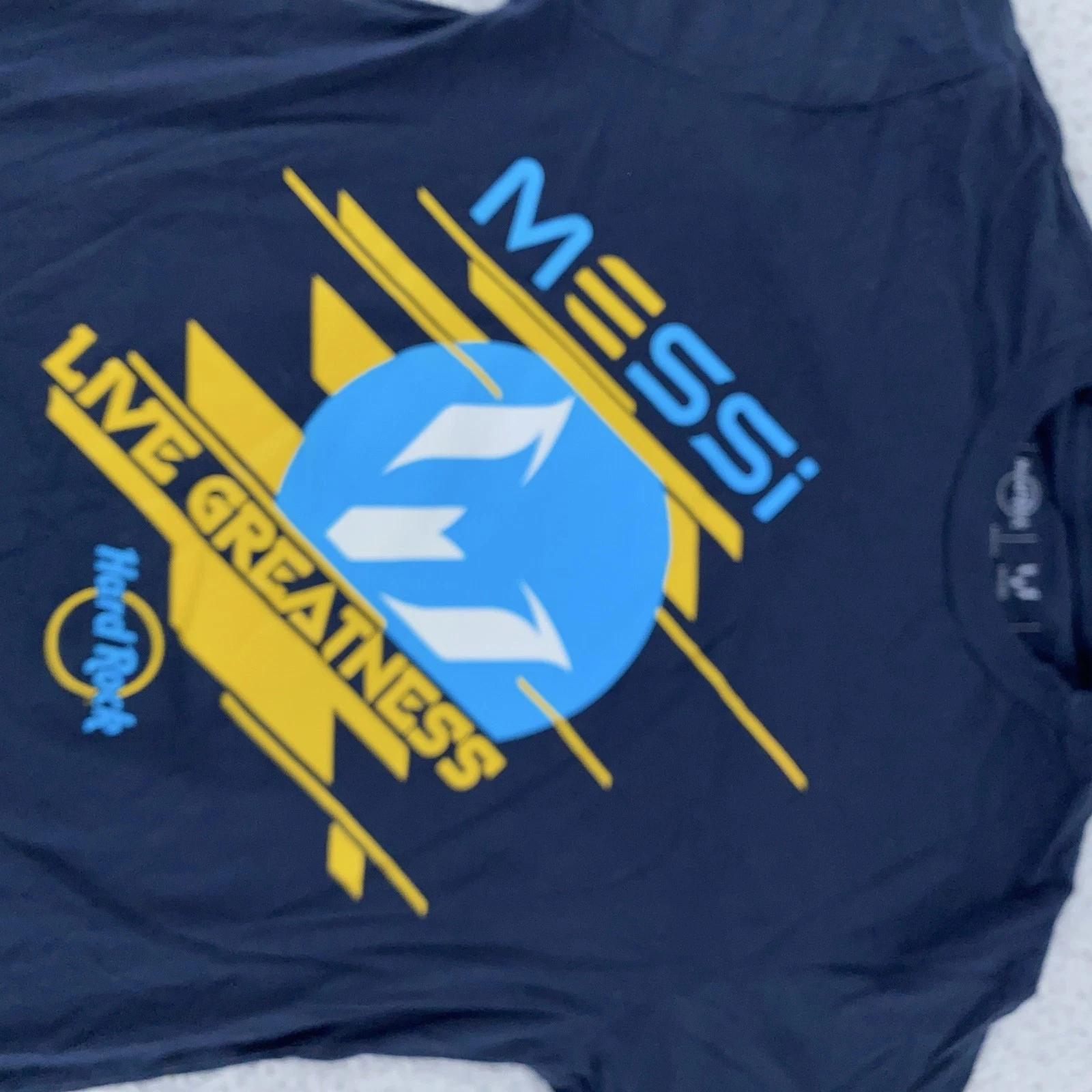 Lionel Messi Hard Rock Football Shirt XS Live Greatness Soccer T-Shirt Tee M