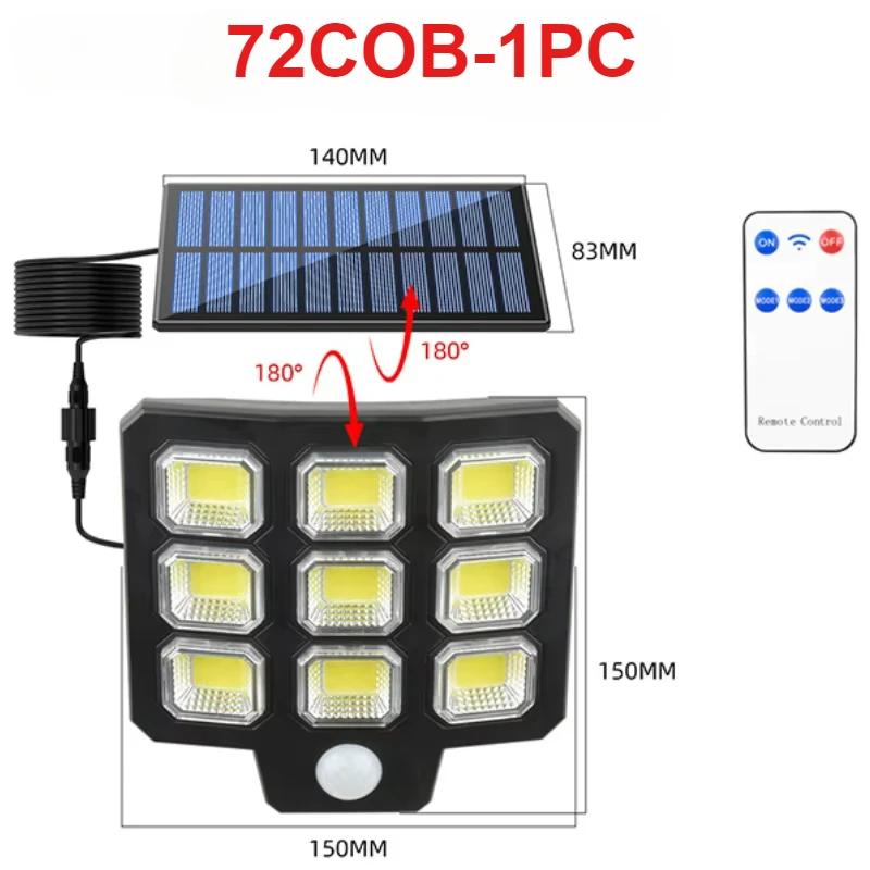 Outdoor LED COB Solar Lights Split Motion Sensor Flood Lights Waterproof Solar Light Remote Control Wall Lamp Yard Patio Garden