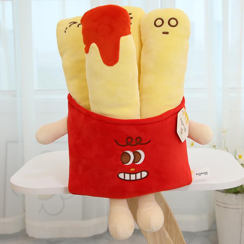 Creative Cartoon French Fry And Burger Plush Pillow Toy Super Soft Stuffed Animal Gift