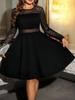 Plus Size Women's Casual Color Block Mesh Dress