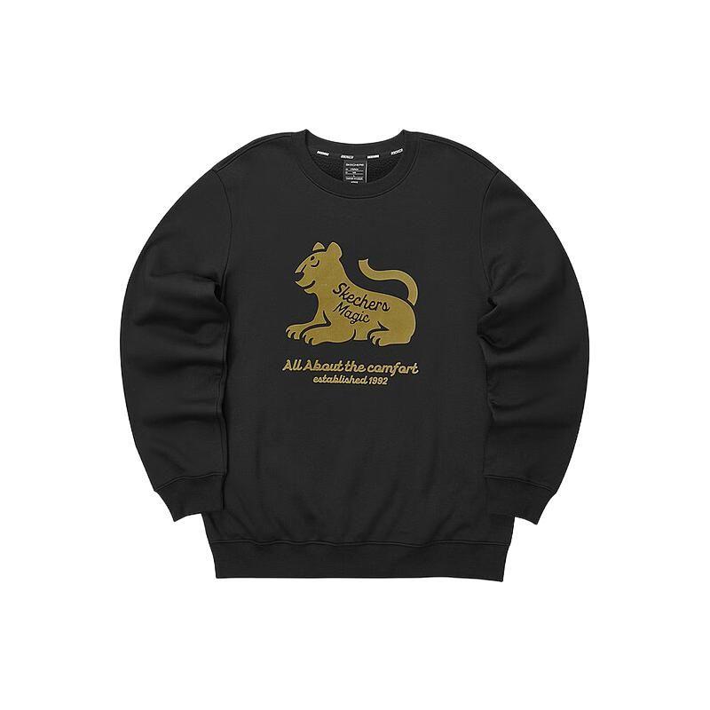 Skechers Animal Pattern Knitted Crew Neck Sweatshirt Unisex sweatshirt Carbon-Black L423U074-0018 L