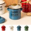 Decorative Enamel Grease Container with Enamel Ears Seasoning Tanks Porcelain Oil Tank  Restaurant
