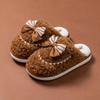 Winter Bowknot Furry Slippers for Couples - Cozy Indoor Cotton Slippers