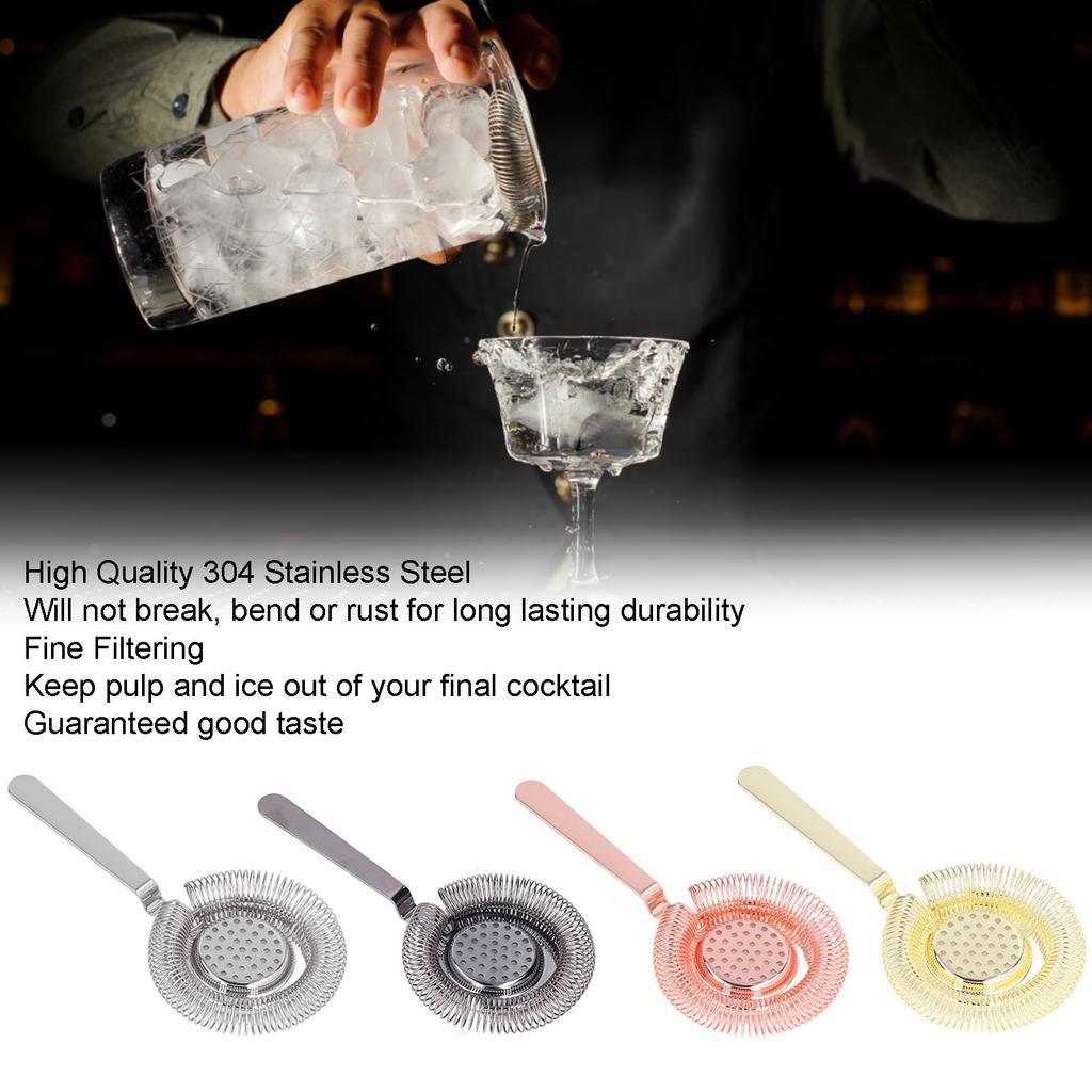 1PC Professional Stainless Steel Bar Strainer for Fine Filtering Cocktails Essential Tool for Bartending Restaurants Parties