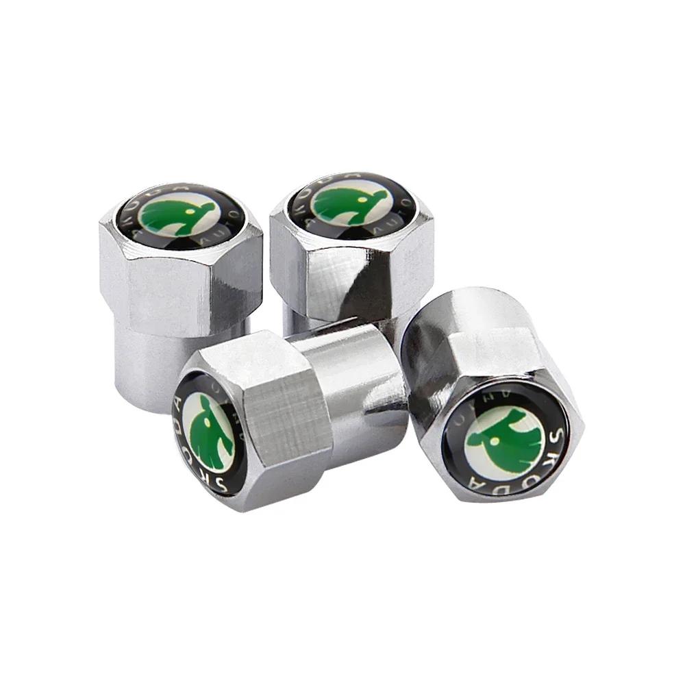 BASQ5 4pcs Car Tyre Wheel Stem Air Valve Cover Caps for Skoda Octavia Rapid Citigo Fabia Kamiq Karoq Kodiaq Roomster Scala Superb Yeti