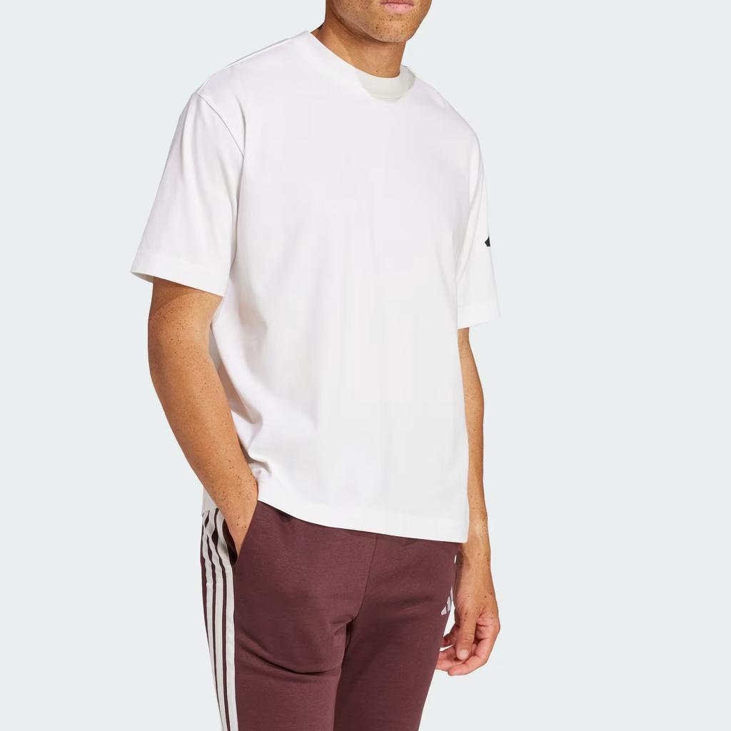 Adidas Essentials Loose Fit 3 Bar Logo T-Shirt White/Black Men Streetwear JC9296