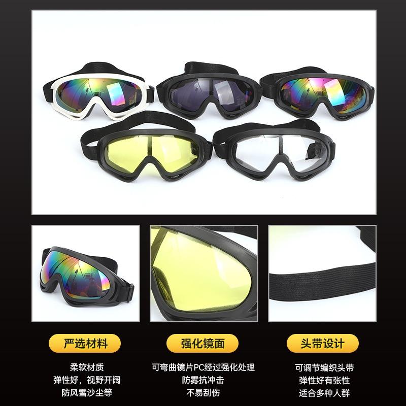 Versatile Windproof Sports Goggles for Skiing, Cycling & Motorcycle Riding, Durable PC Frame & Lens, Black