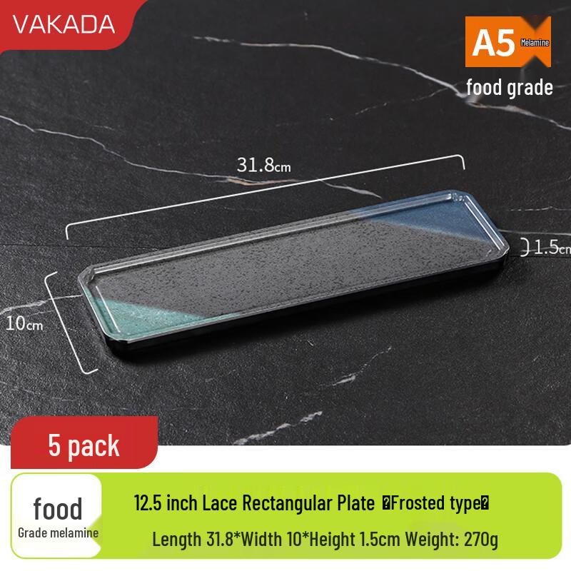 VAKADA Melamine Square Dinner Plates, 5-Pack