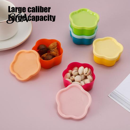 Cute Macaron Colored Boxes 5Pcs Mini Storage Box with Lids, Stackable Plastic Containers, Reusable Containers Heart/Square/Flower Shape Food Organizer