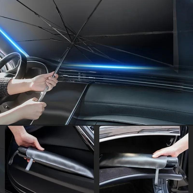 Car Sunshade Retractable Sunscreen Heat Insulation Front Windshield Parasol UV Rays Front Windshield Sunshade Car Accessories