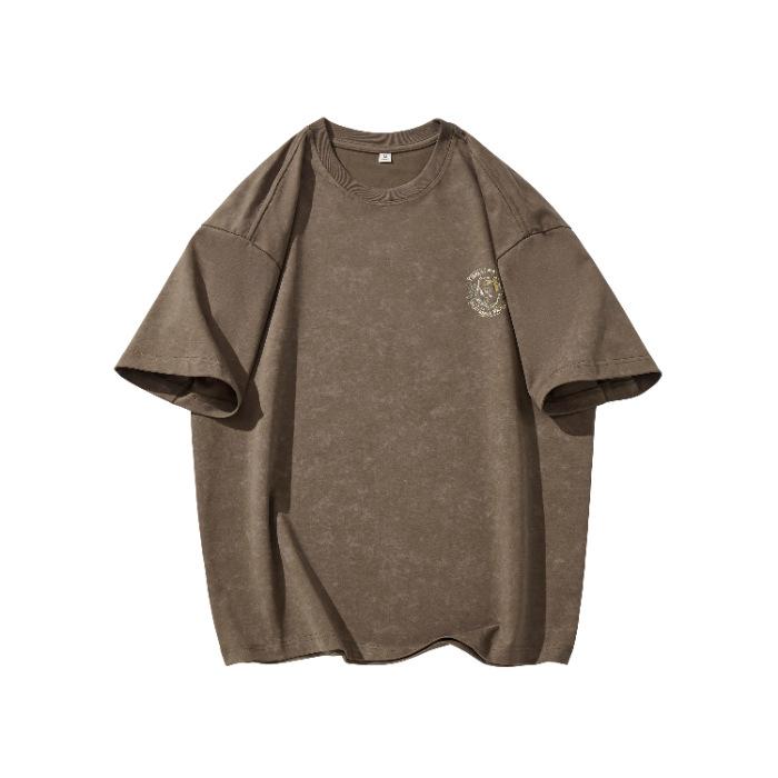 

Retro Short-sleeved T-shirt for Men In Summer New Loose Round Neck Casual Heavy Cotton Shirt 4XL