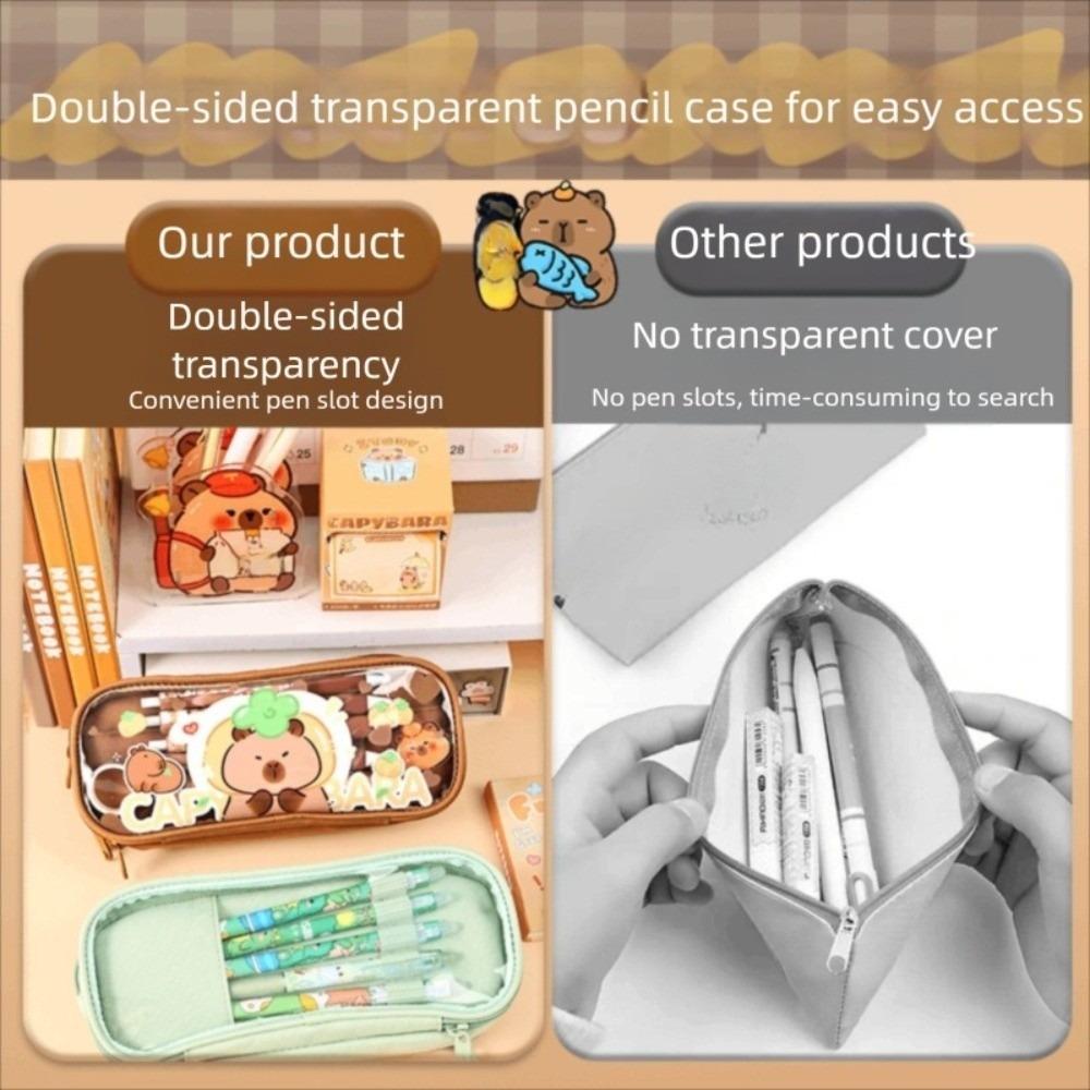 Cute Capybara Pencil Case Aesthetic Pen Pouch Durable Girls Stationery Pen Bag  Gifts