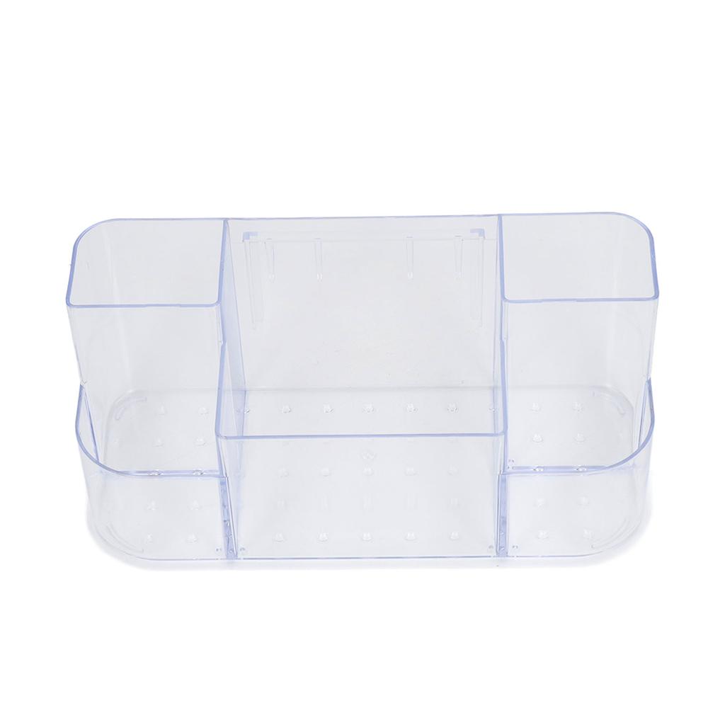 Clear Plastic Organizer Compartmental Transparent Punch Free Desktop Wall Mounted Storage Box for Office Home Bathroom Transparent White