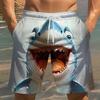 Trendy Cartoon 3D Shark Print Beach Trunks Quick Dry Drawstring Waist Oversized Casual Swim Shorts Hip Hop Street Summer Bottoms