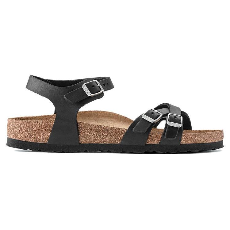 Birkenstock Top Grain Cow Leather Beach Sandals Women's Black Narrow 1021487