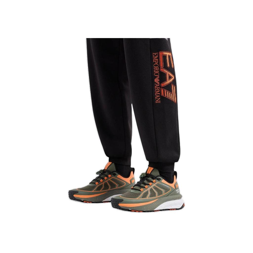 Emporio Armani EA7 FW24 Solid Color Long Drawstring Knit Sports Pants Men bottoms Black 6DPP56-PJVTZ-1200