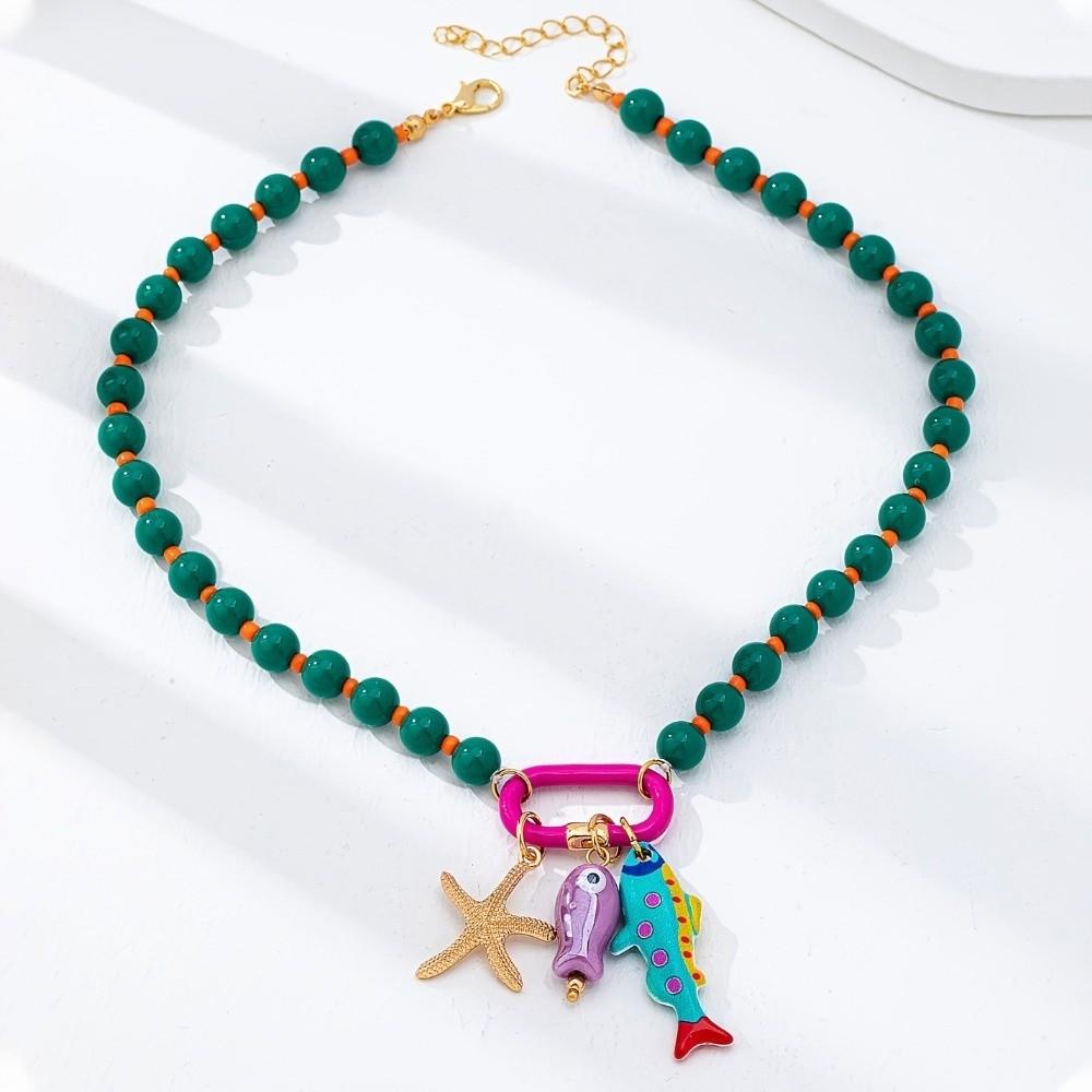 Adjustable Starfish Charms Necklace Ornaments Beach Beaded Necklace Girls Couple Gift