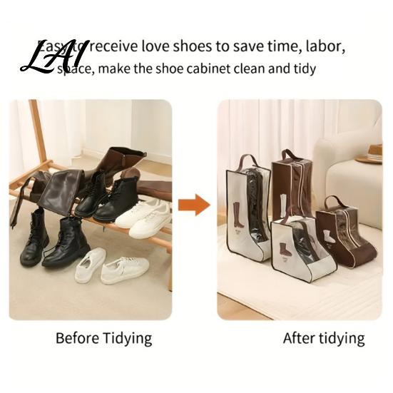 Travel Boot Organizer Boots Storage Bag with Zipper And Handle Portable Transparent PVC Dust Visible Footwear Protector Proof Organizer Dust-proof