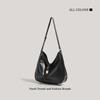 New large-capacity black shoulder messenger bag retro high-texture commuter underarm women's bag