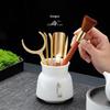 Zen Style Porcelain Tea Ceremony Set: Mutton Fat Jade & Copper Gongfu Tools - 6 Gentlemen
