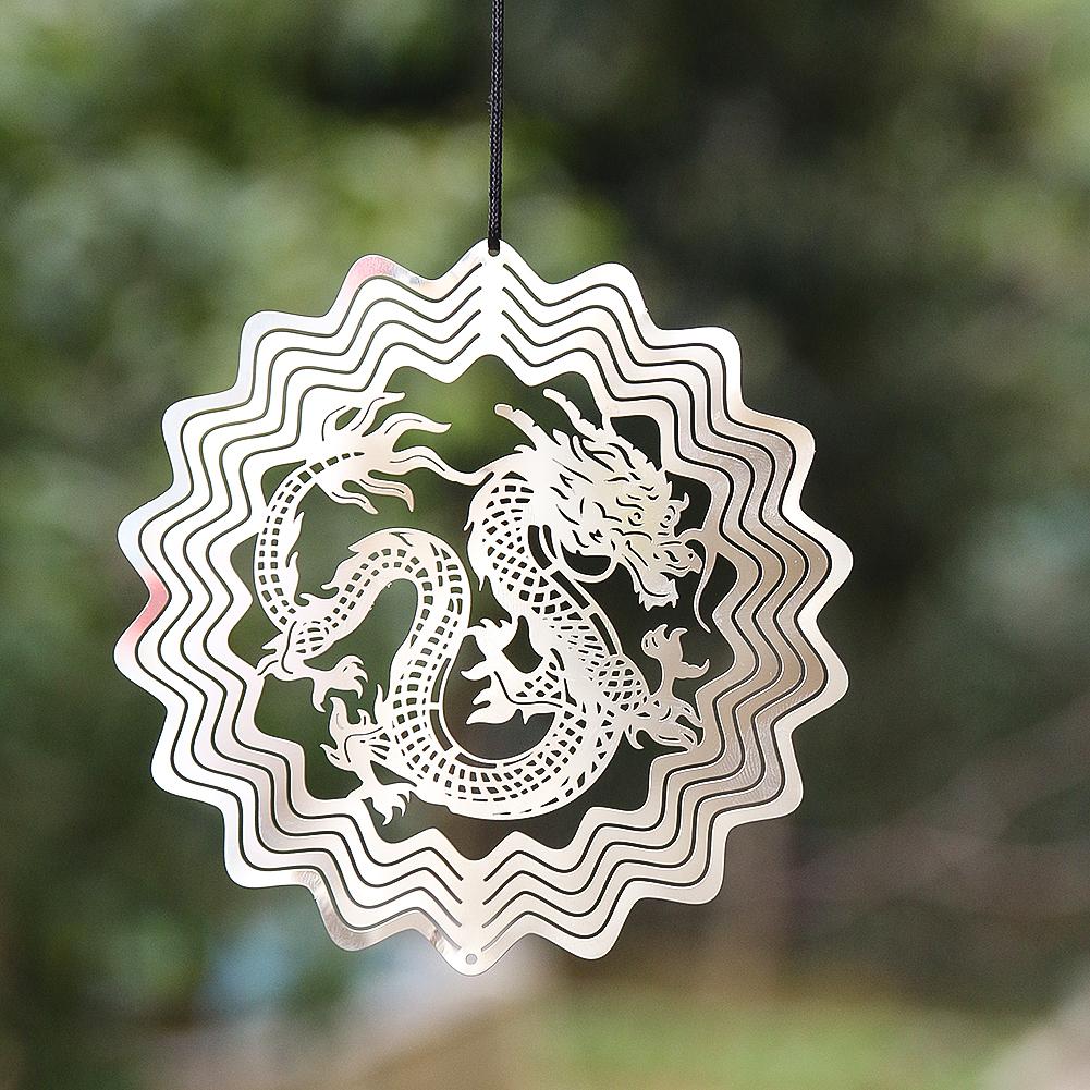 Dragon Sublimation Wind Spinner Metal Rotating Hanging Decoration Feng Shui Wind Catcher Bird Deterrent Nursery Farmhouse Decor