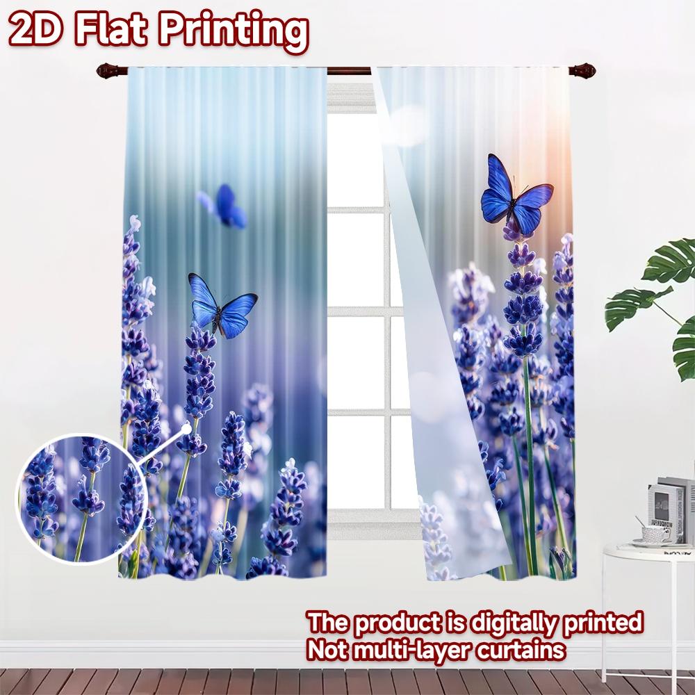 2D flat Photography Backdrop Popular Tapestry Butterflies Among Lavender 100% Polyester Festive Backdrops for Suitable for