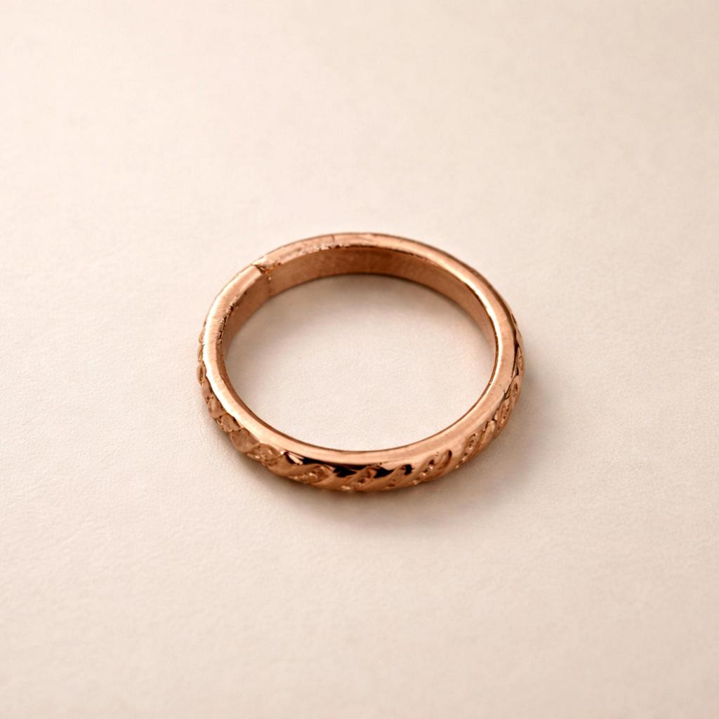 Reiner Kupfer Stapelring, Minimalistischer texturierter Bandring, Handgefertigter Ehering, Jubiläumsgeschenk